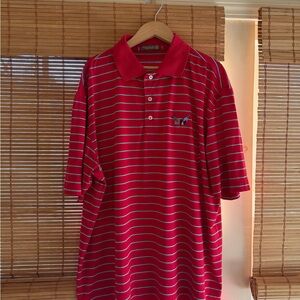 Peter Millar Red and White Striped Polo Shirt